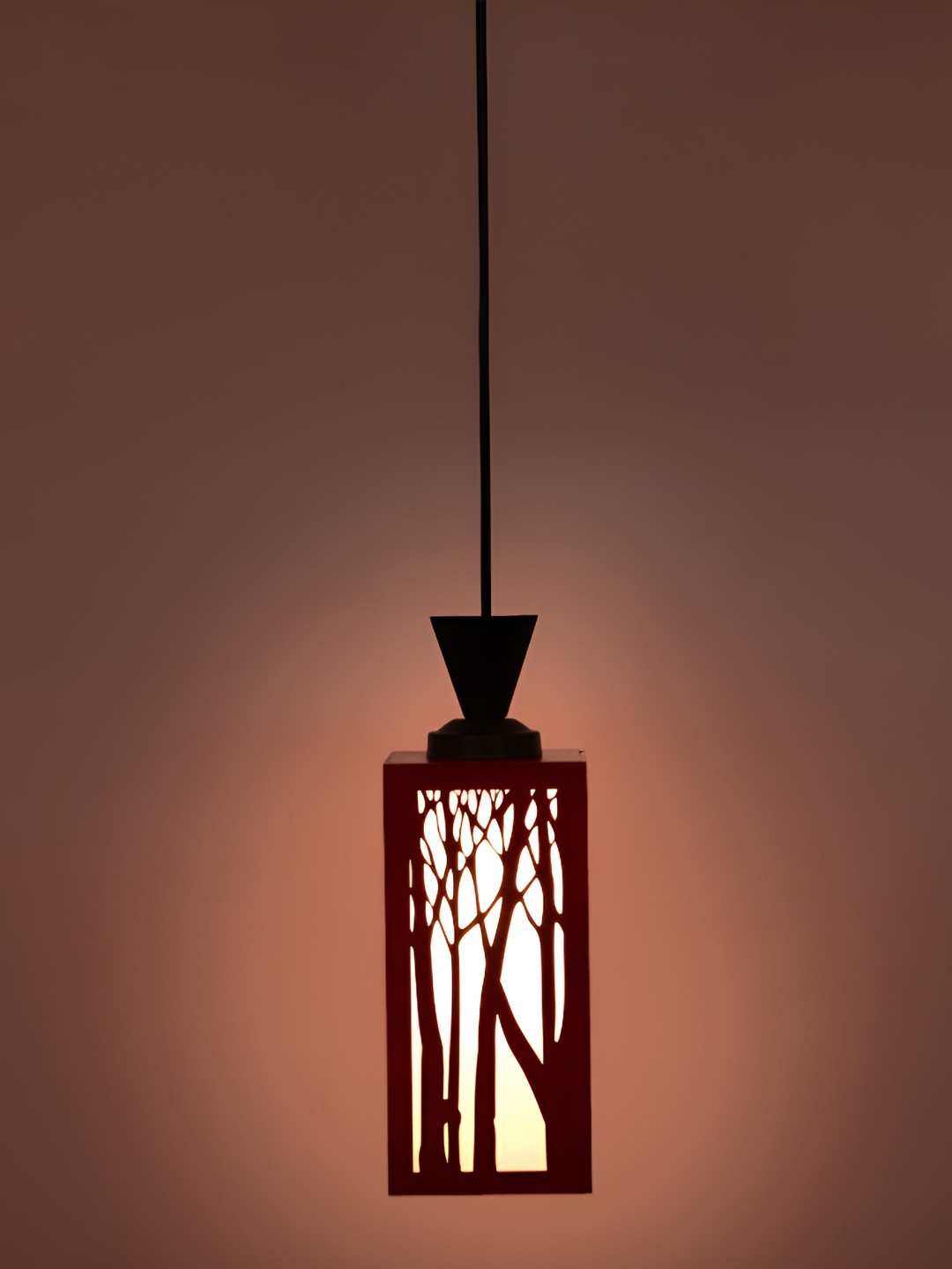

Afast Red Textured Rectangle Wooden Contemporary Ceiling Lamp