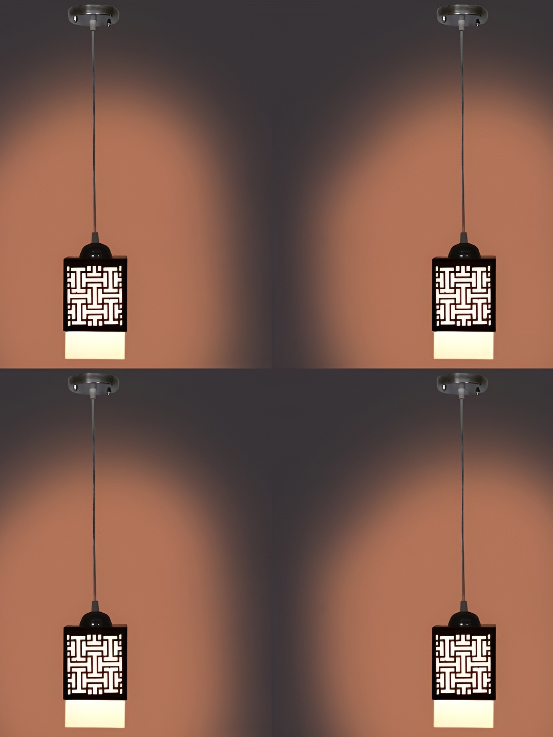 

Afast Black & White 4Pcs Textured Wooden Traditional Rectangle Ceiling Lamps