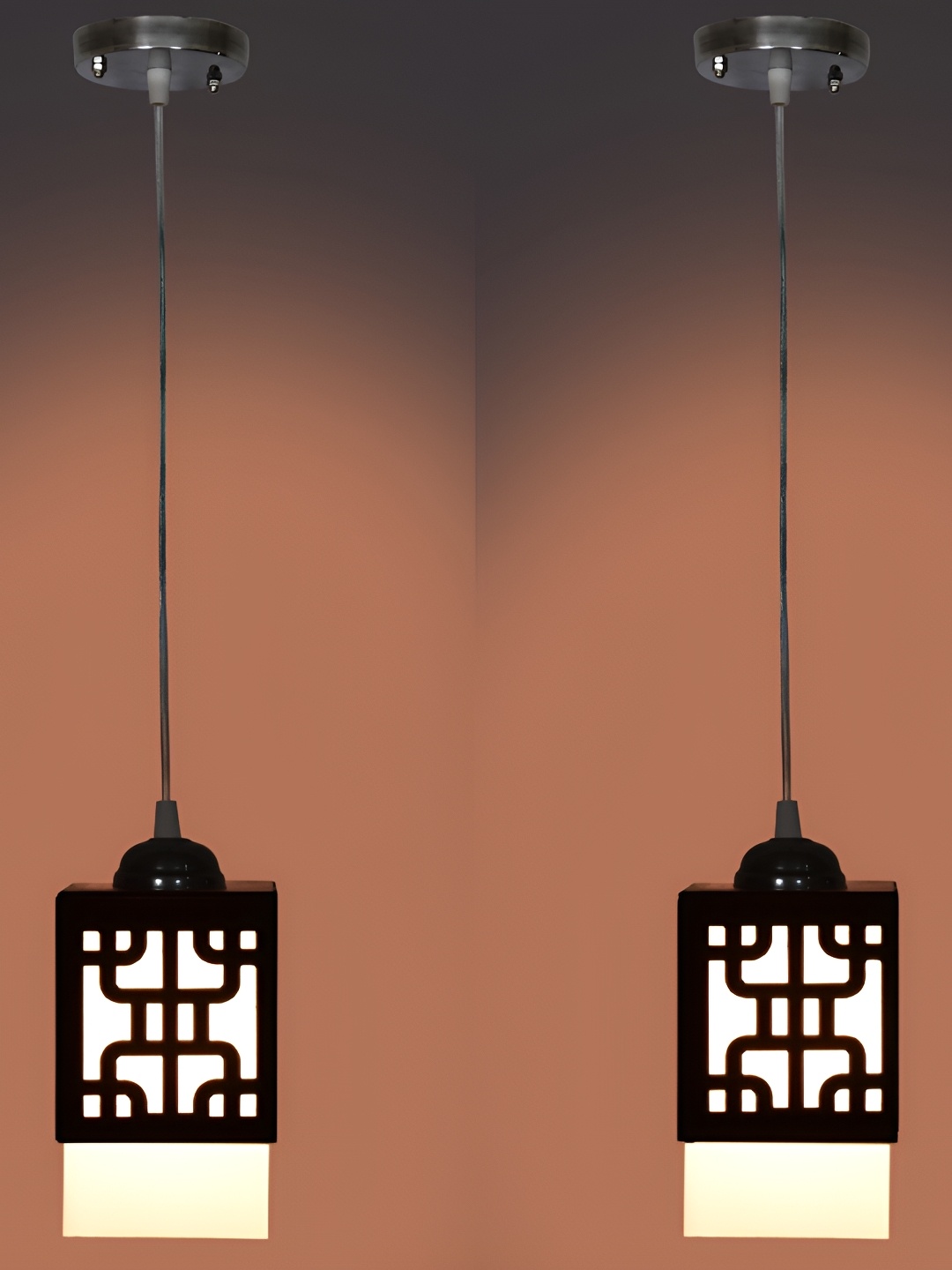 

Afast Black 2 Pieces Wooden Textured Contemporary Rectangle Ceiling Lamps