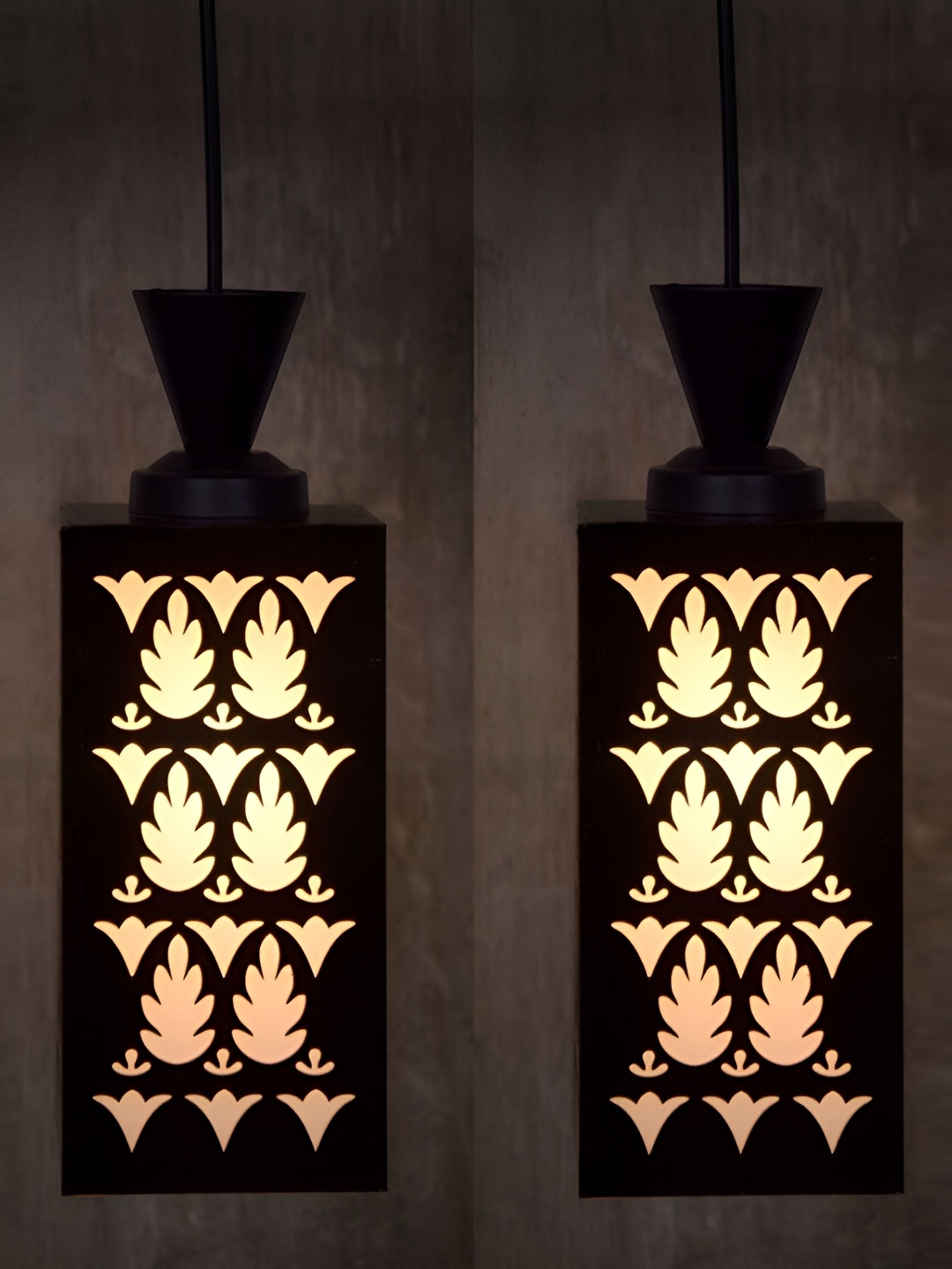 

Afast Brown & White 2 Pieces Textured Traditional Wooden Ceiling Lamps