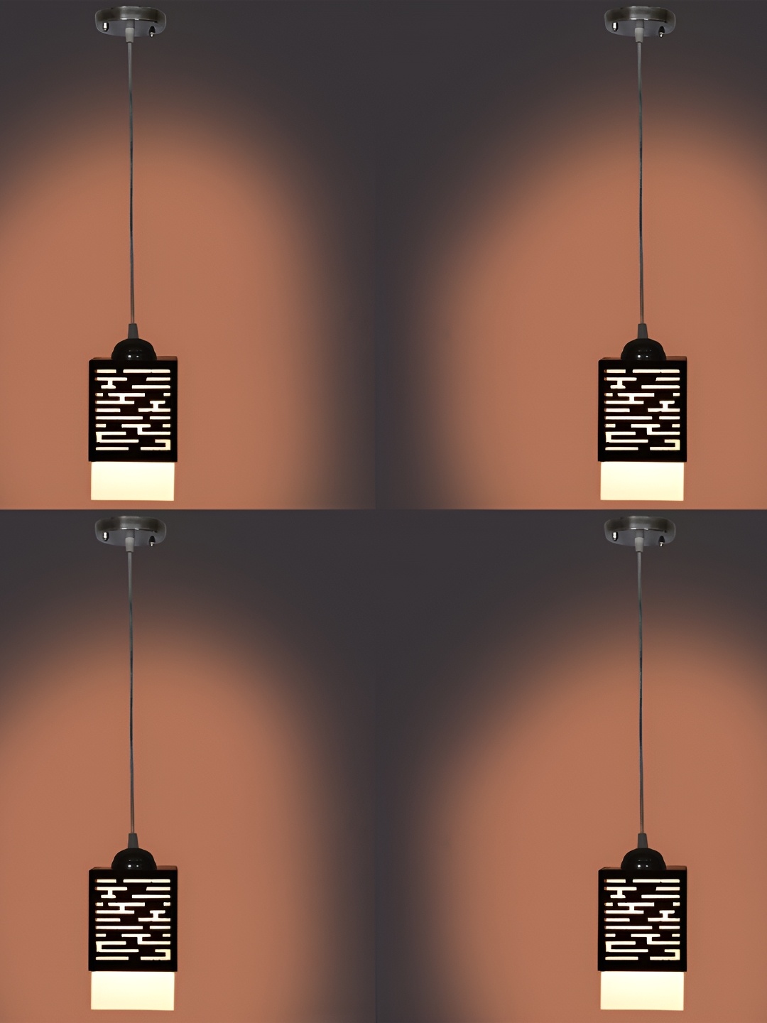 

Afast Brown & White 4 Pieces Textured Traditional Wooden Ceiling Lamps