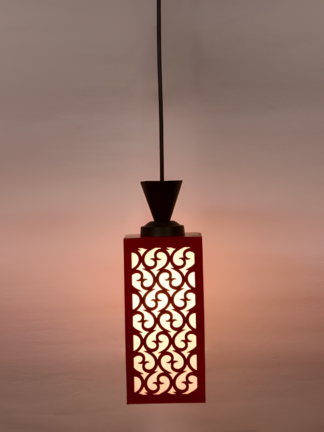 

Afast Red & White Traditional Textured Wooden Ceiling Lamp