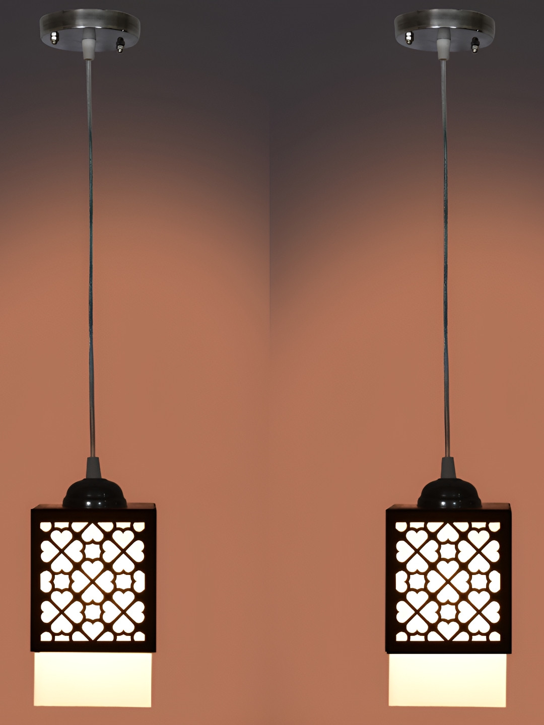 

Afast Black & White 2 Pieces Textured Wooden Contemporary Ceiling Lamp