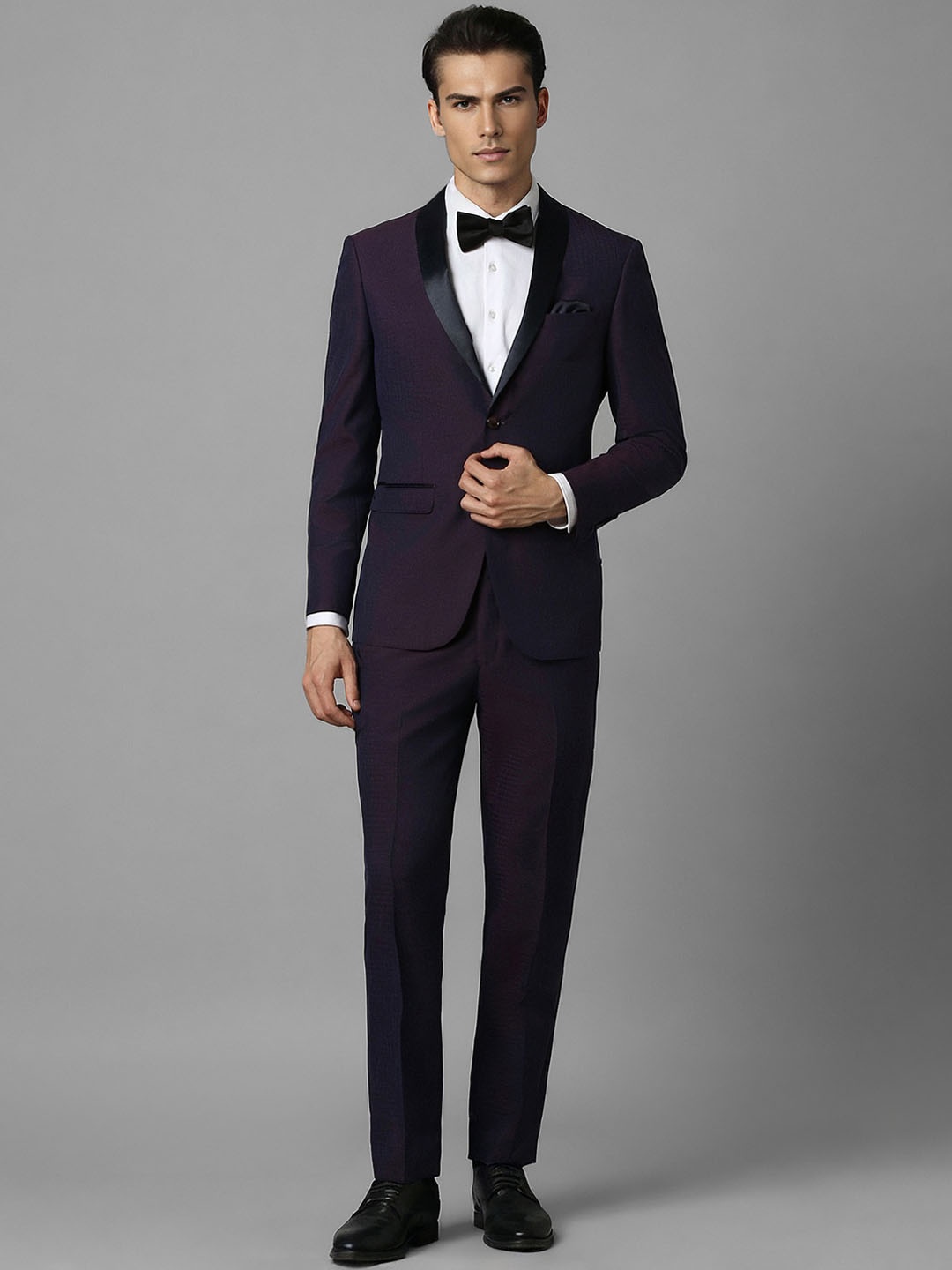 

Louis Philippe Checked Tuxedo Slim-Fit 2-Piece Suit, Purple