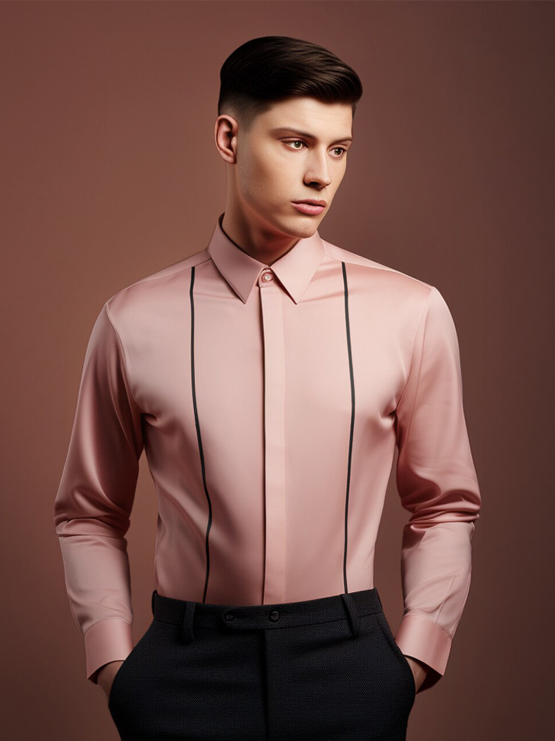 

HE SPOKE Smart Tailored Fit Opaque Twill Weave Cotton Semiformal Shirt, Pink