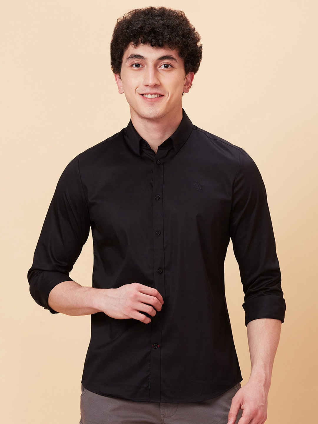 

Being Human Spread Collar Slim Fit Cotton Casual Shirt, Black