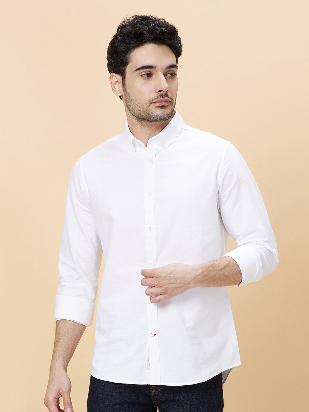 

Being Human Button-Down Collar Slim Fit Opaque Cotton Casual Shirt, White