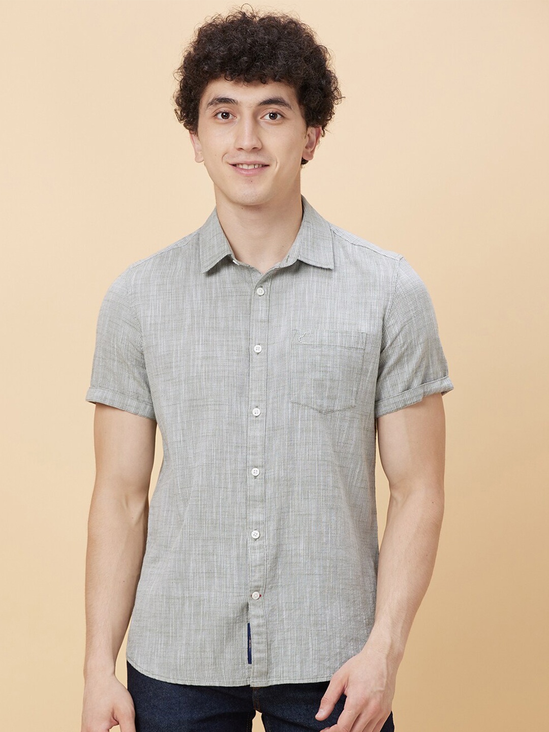 

Being Human Slim Fit Opaque Cotton Casual Shirt, Green