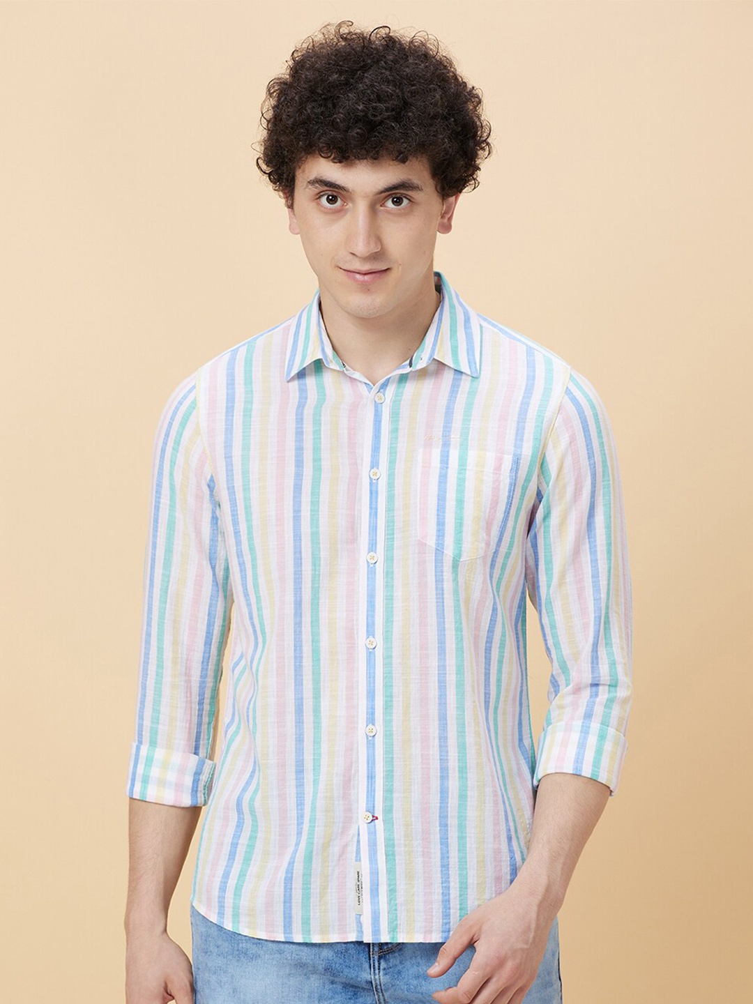 

Being Human Slim Fit Opaque Striped Casual Shirt, Blue