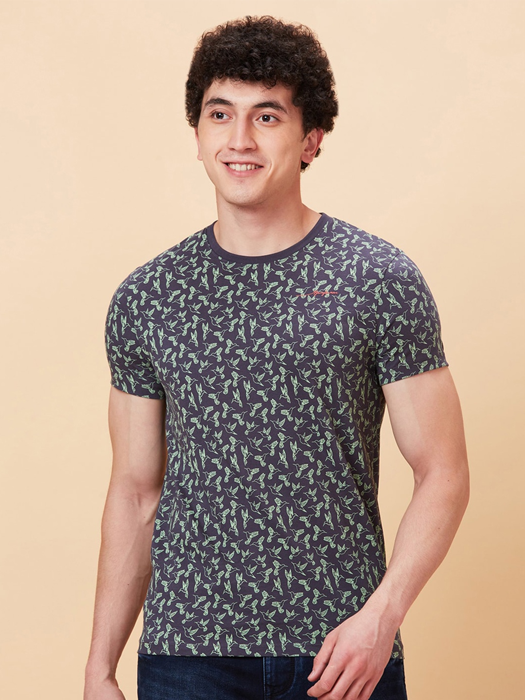 

Being Human Conversational Printed Round Neck Casual T-shirt, Grey