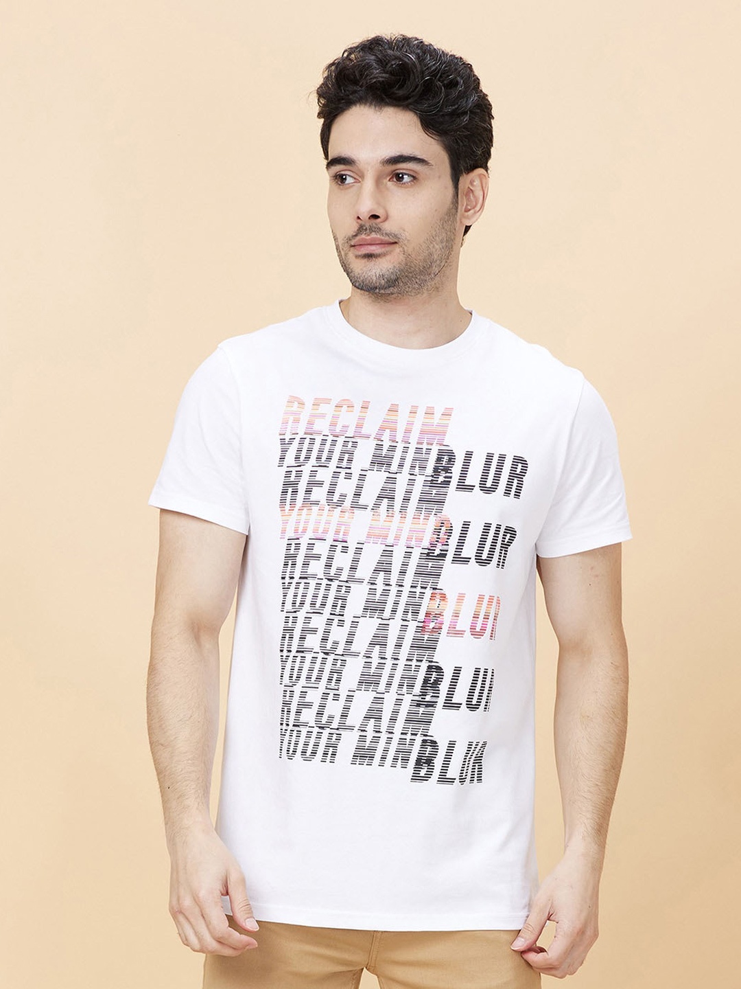 

Being Human Typography Printed Round Neck Casual T-shirt, White