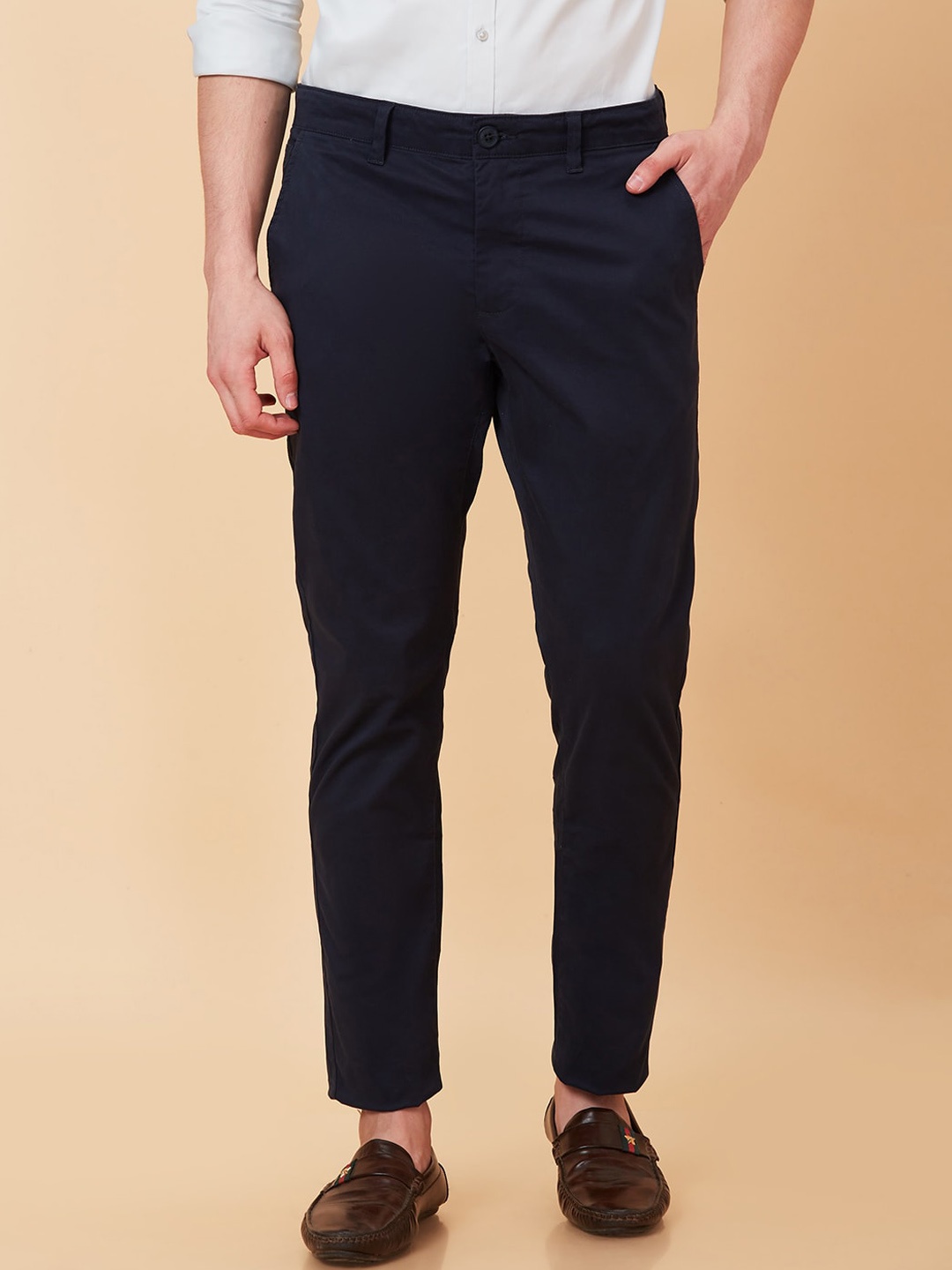 

Being Human Men Mid Rise Easy Wash Cotton Chino Trousers, Purple