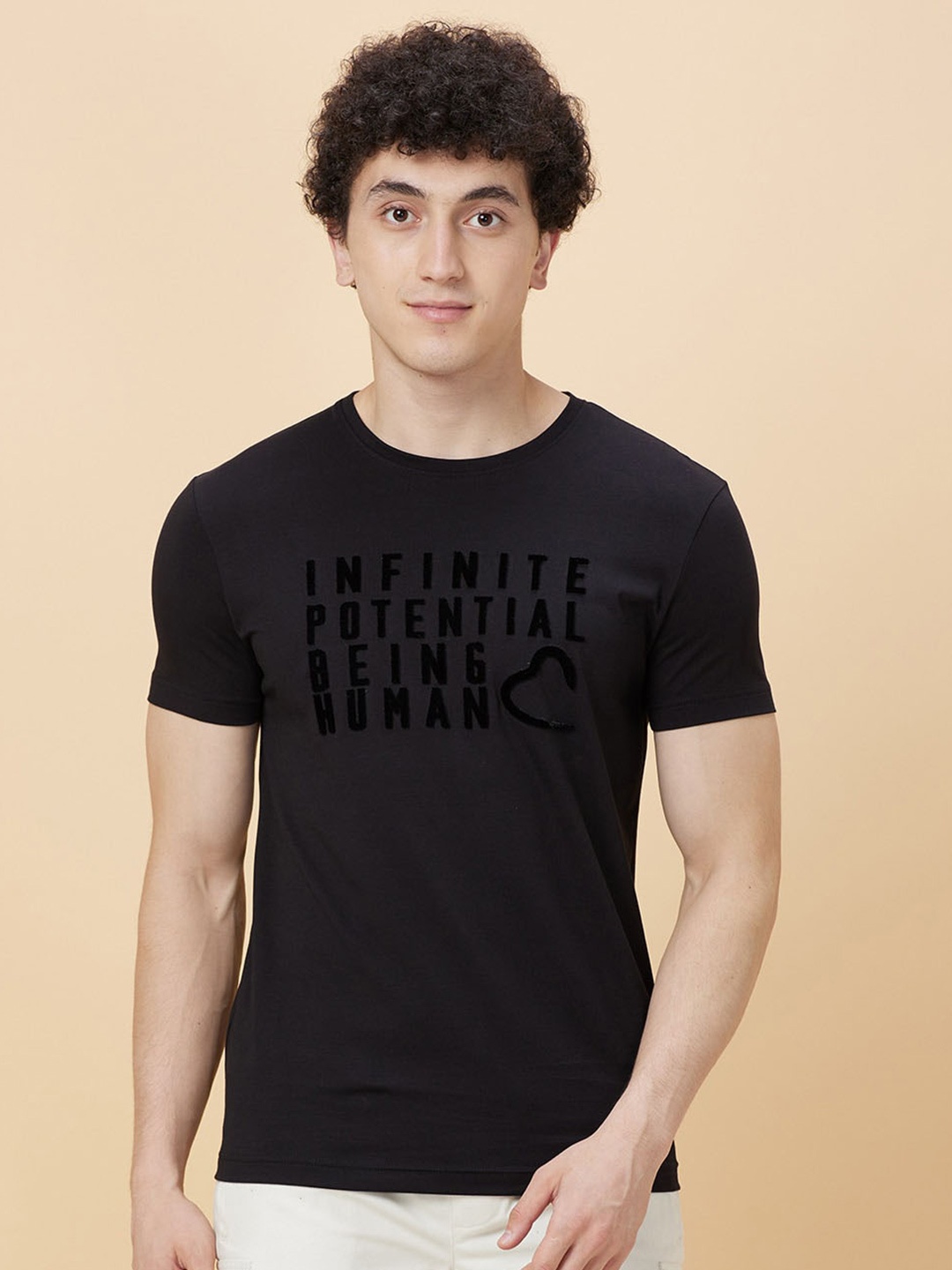 

Being Human Typography Printed T-shirt, Black