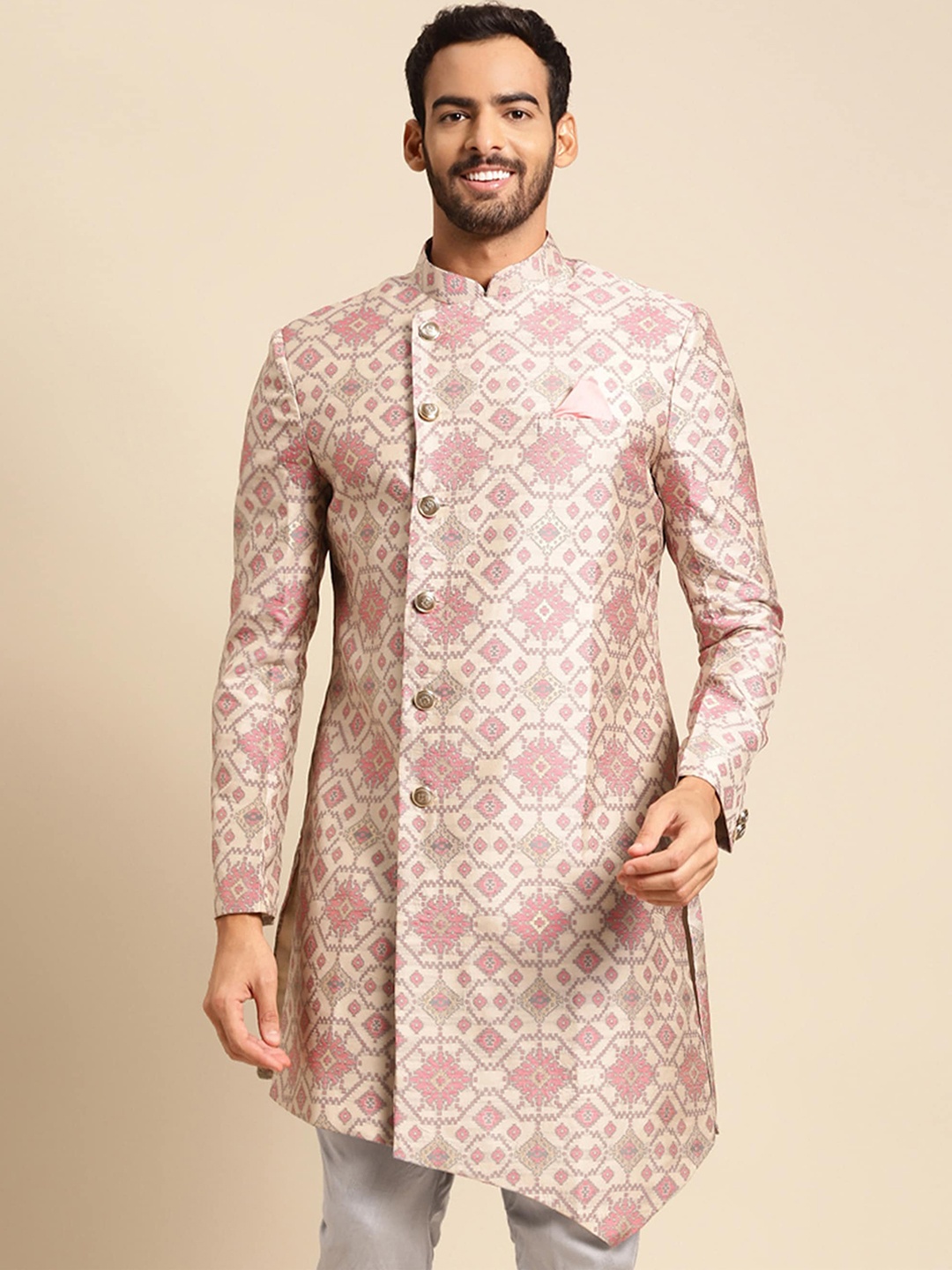 

KISAH Mandarin Collar Sherwani, Pink