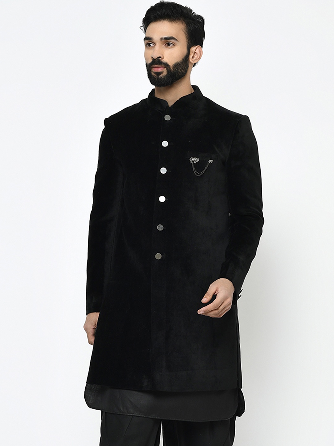 

KISAH Mandarin Collar Sherwani, Black
