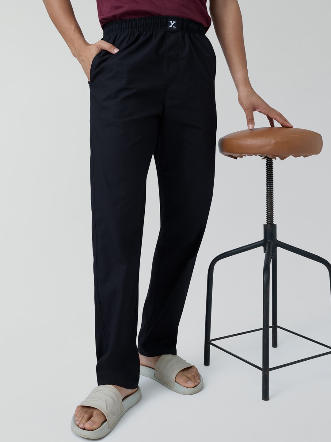 

XYXX Men Straight-Leg Cotton Lounge Pants, Black