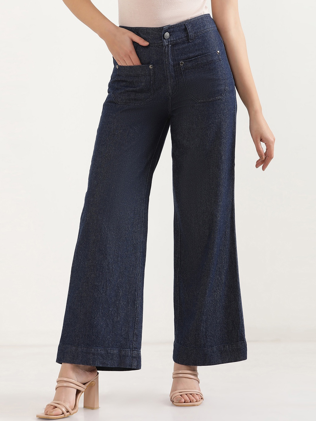 

elleven Women Mid-Rise Loose Fit Trousers, Blue