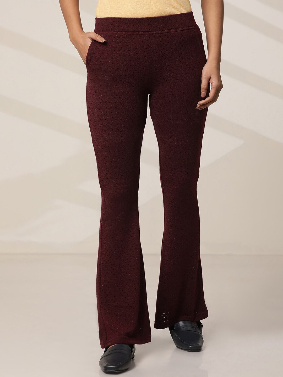 

elleven Women Straight Fit Bootcut Trousers, Purple