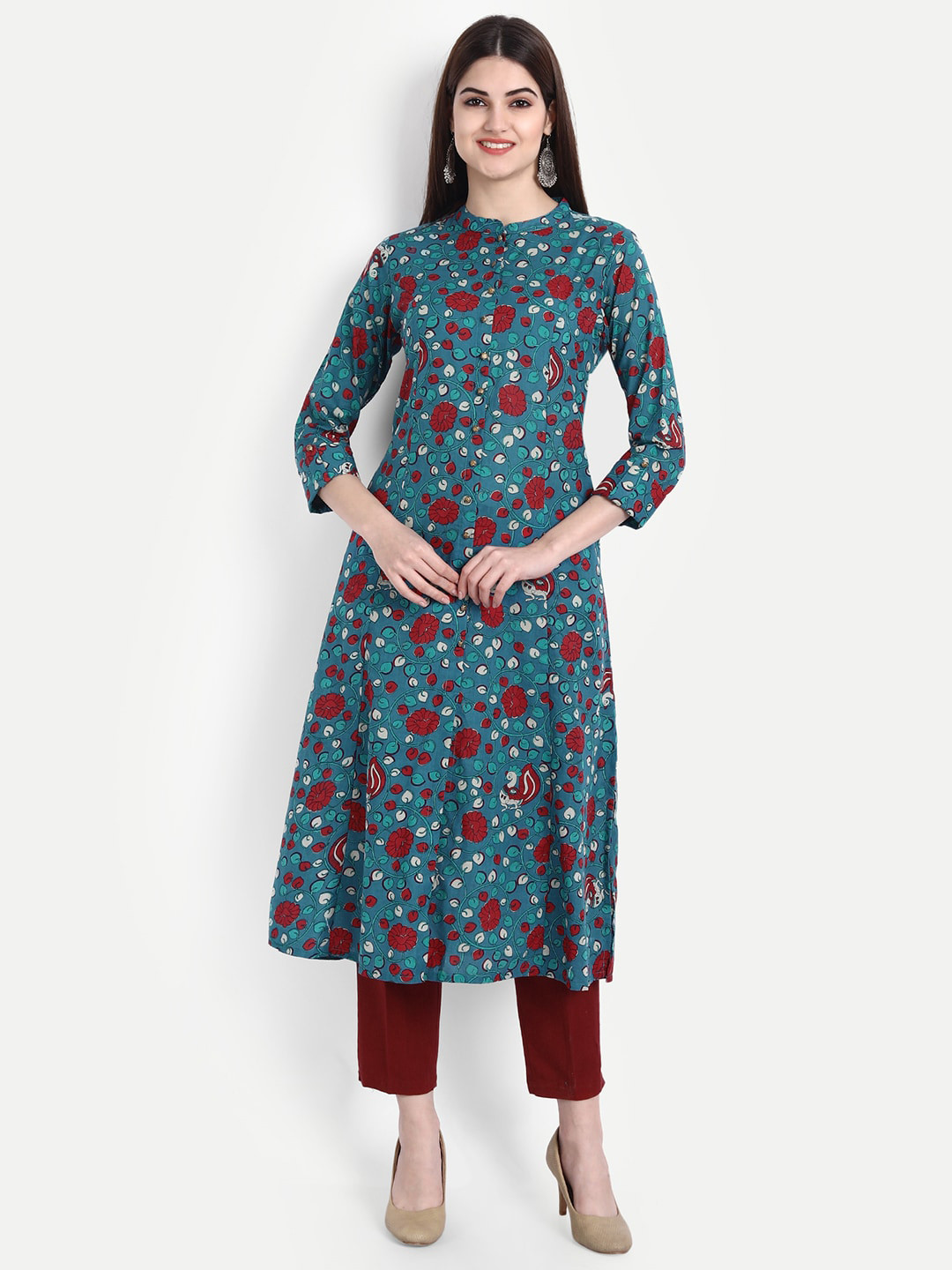 

SUTI Floral Printed Sequinned Kurta, Teal