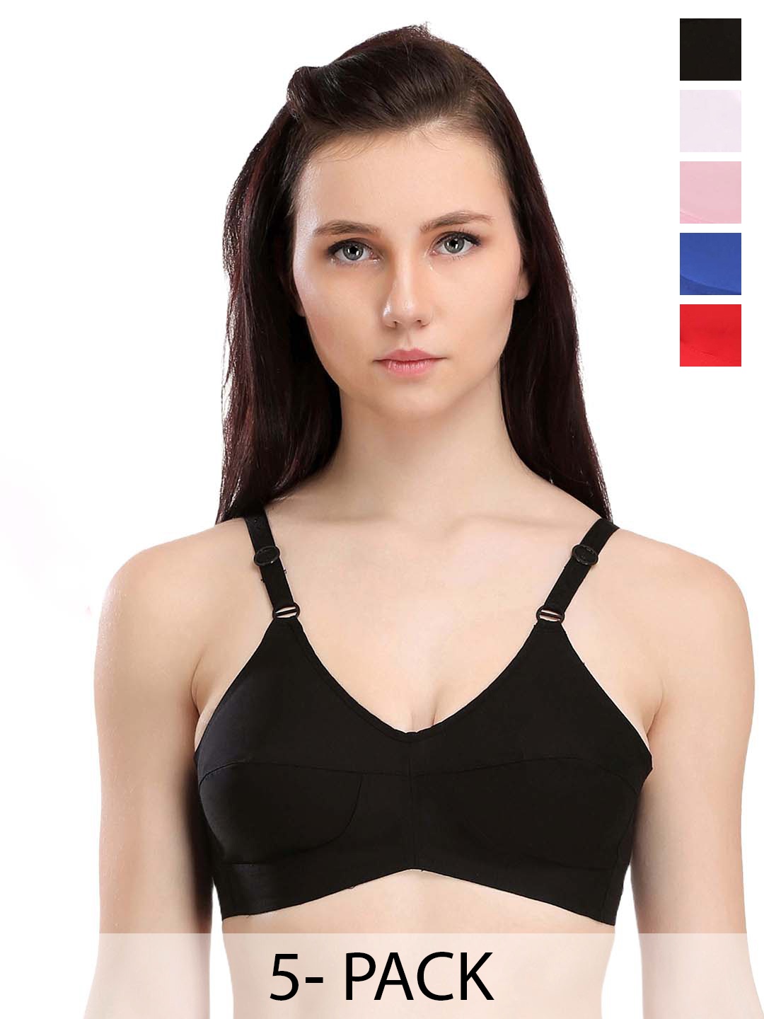 

SELFCARE Pack of 5 Cotton Non Padded Cotton Full Coverage Beginners Bra - SN0710-30A, White
