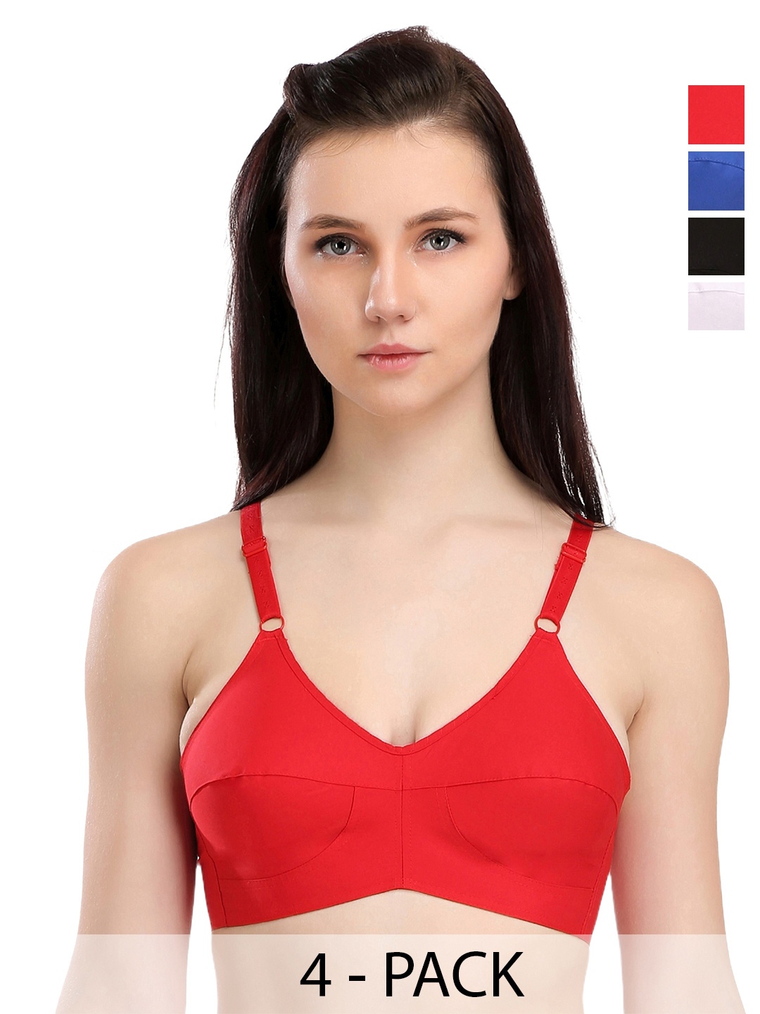 

SELFCARE Pack Of 4 Full Coverage 360 Degree Support Anti Odour Cotton Minimizer Bra, Blue