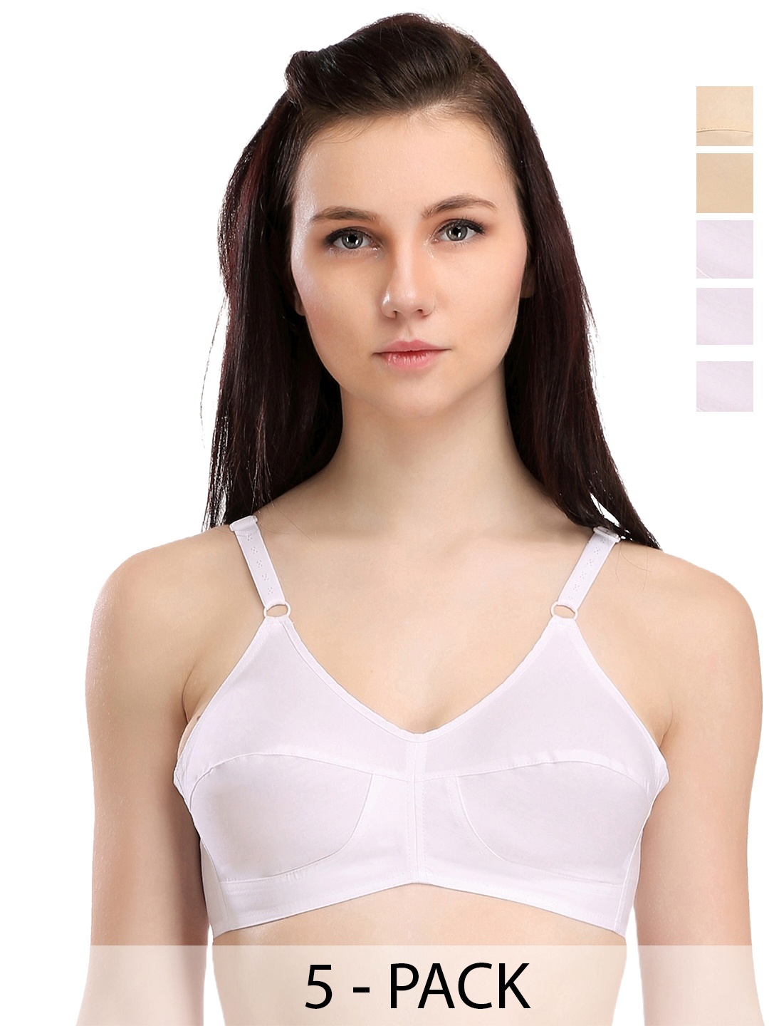 

SELFCARE Pack of 5 Cotton Non Padded Cotton Full Coverage Beginners Bra - SN0713-40A, White