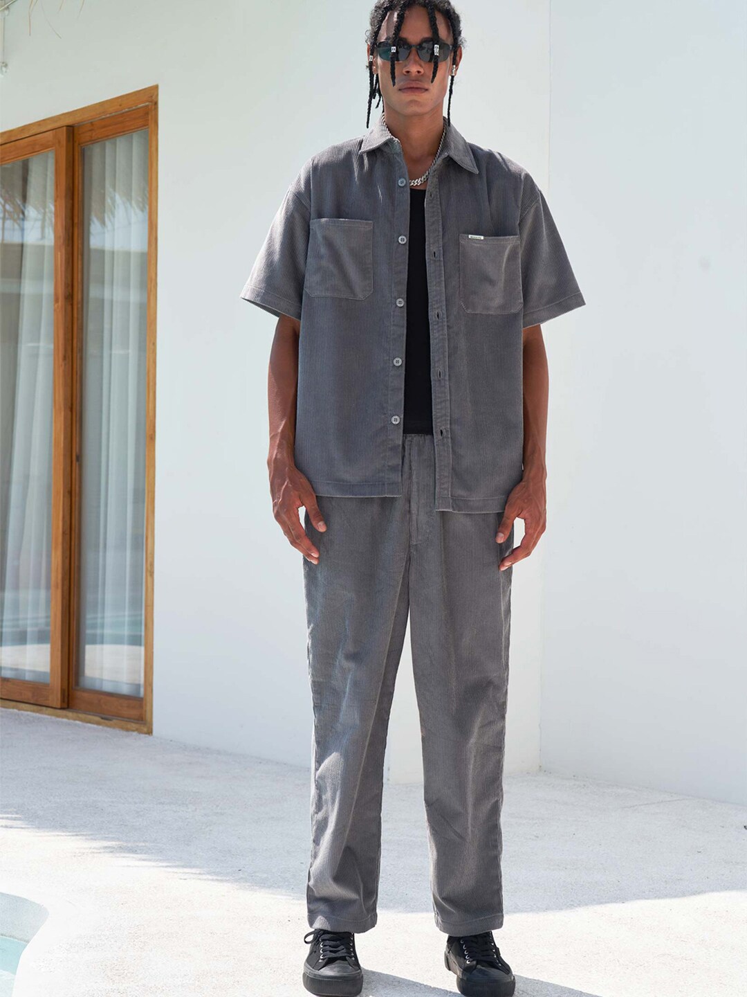 

Bonkers Corner Premium Corduroy Oversized Casual Shirt, Grey