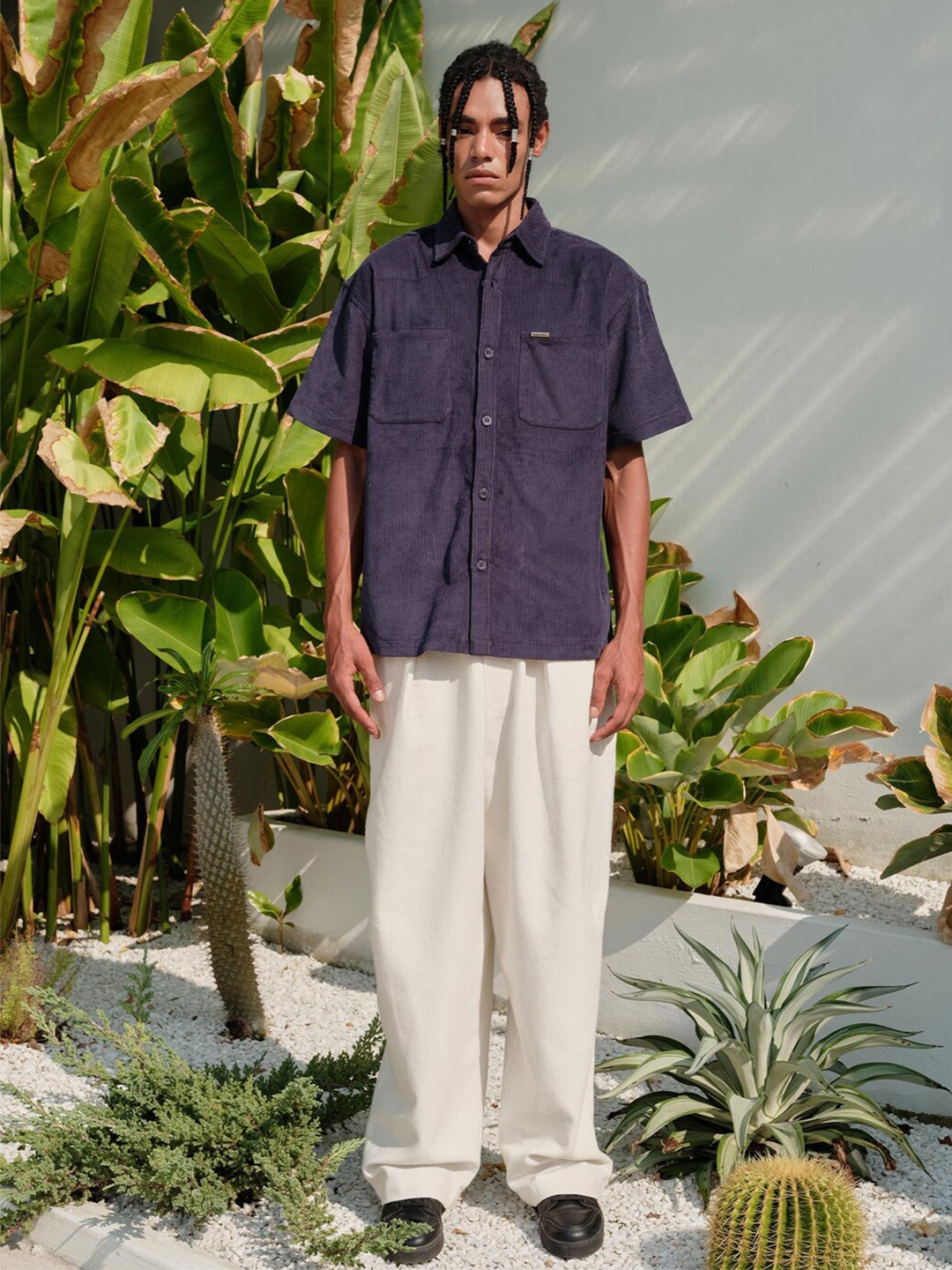 

Bonkers Corner Premium Corduroy Oversized Casual Shirt, Navy blue