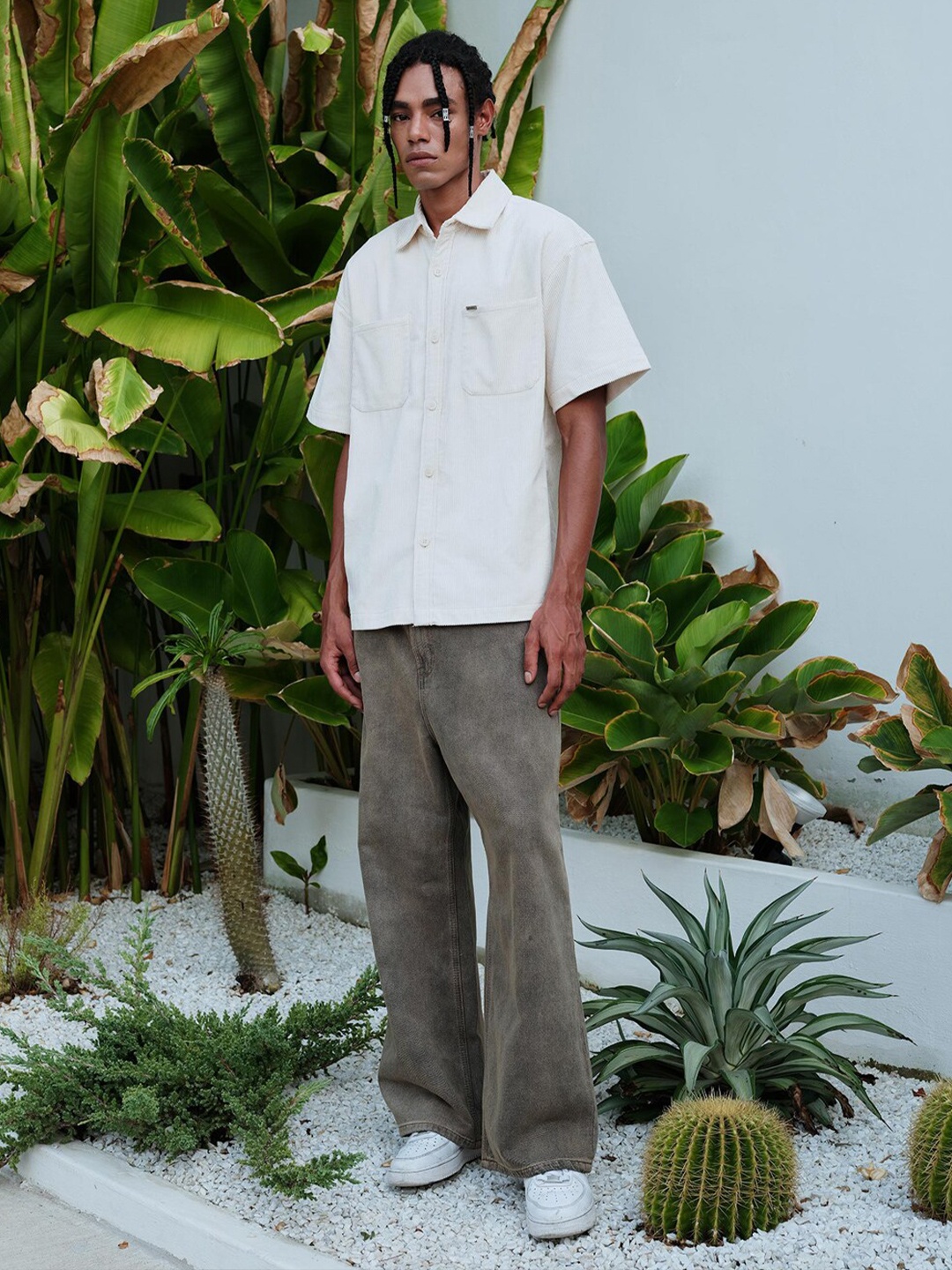 

Bonkers Corner Premium Corduroy Oversized Casual Shirt, Off white