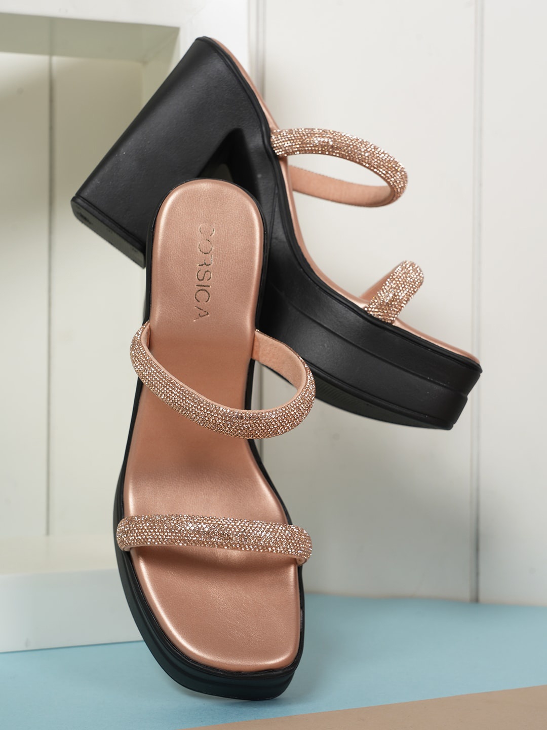 

CORSICA Embellished Wedge Heels, Nude