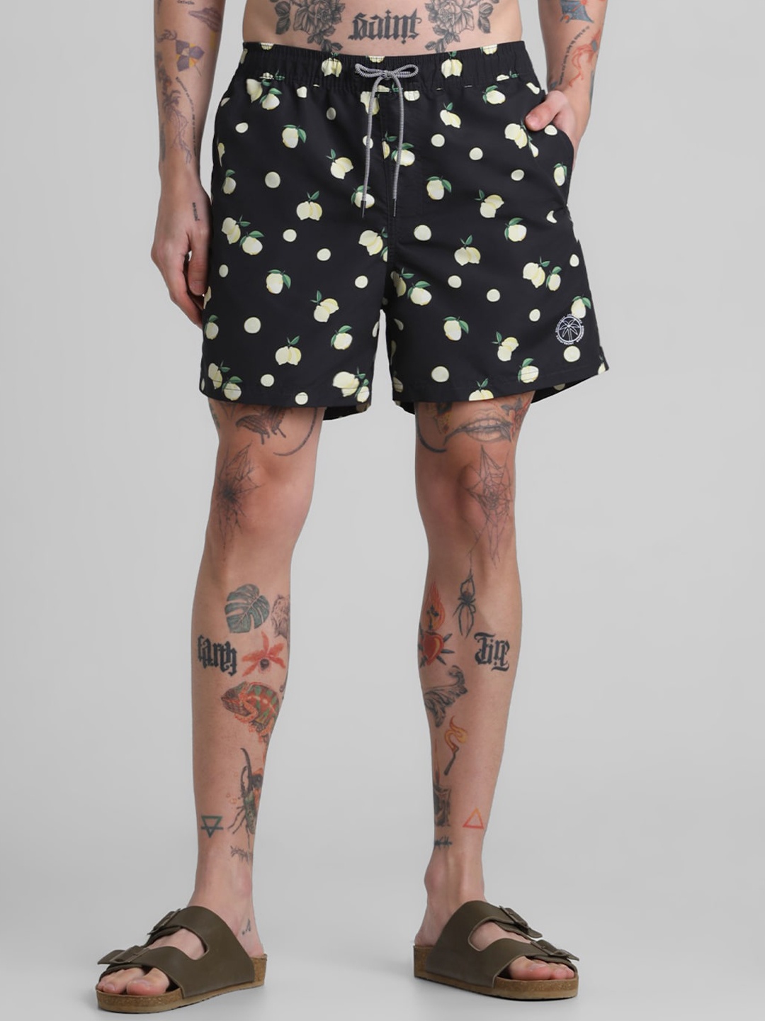 

Jack & Jones Men Conversational Printed Low-Rise Shorts, Black