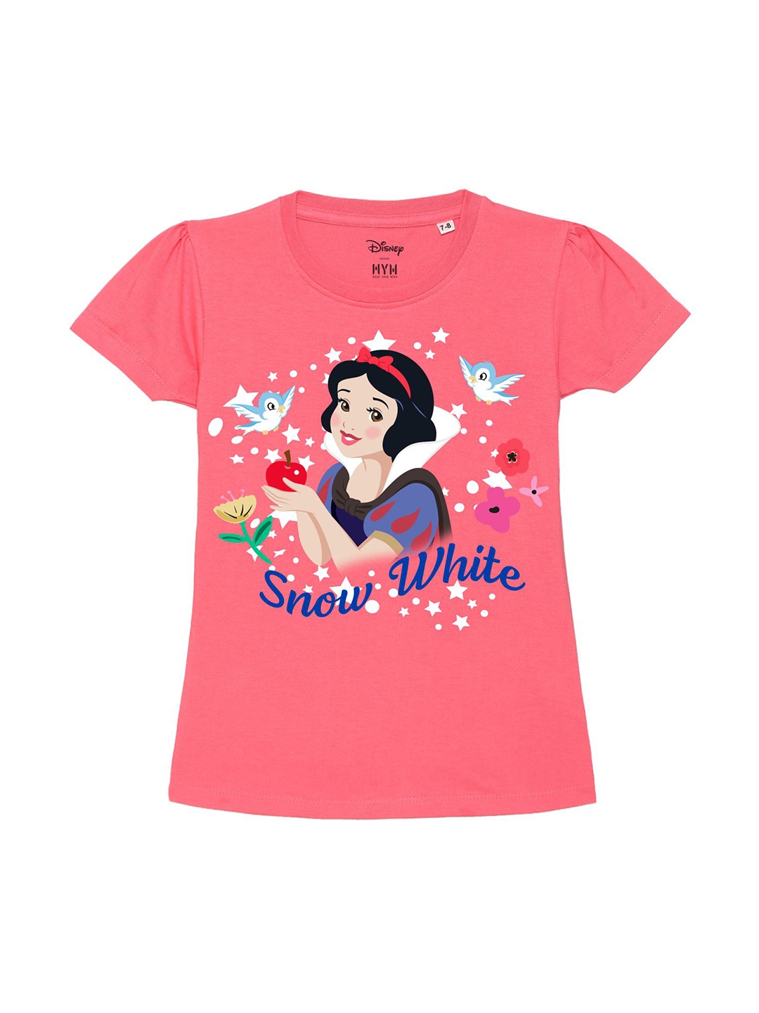 

Wear Your Mind Girls Snow White Printed Pure Cotton T-shirt, Pink