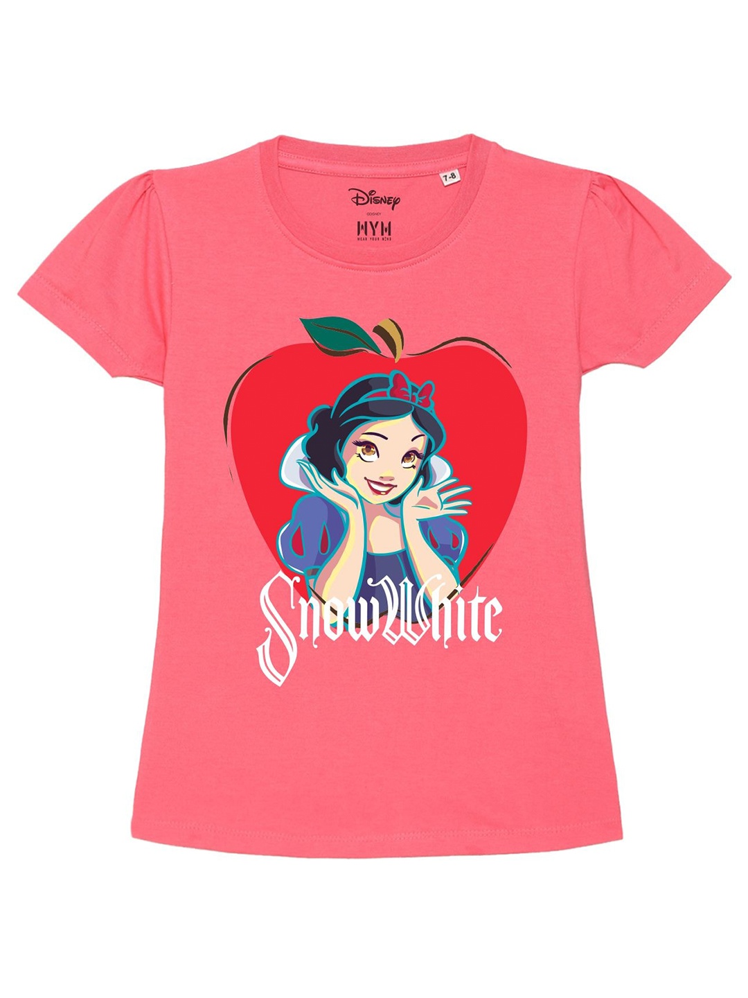 

Wear Your Mind Girls Snow White Printed Pure Cotton T-shirt, Pink