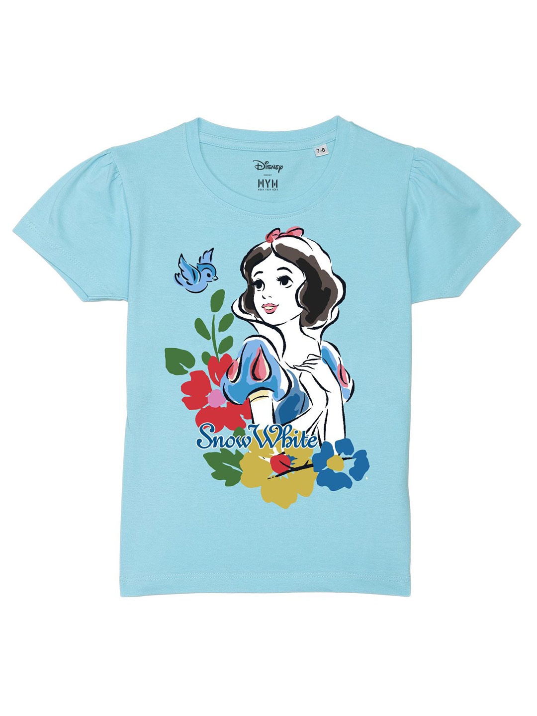

Wear Your Mind Girls Snow White Printed Pure Cotton T-shirt, Blue