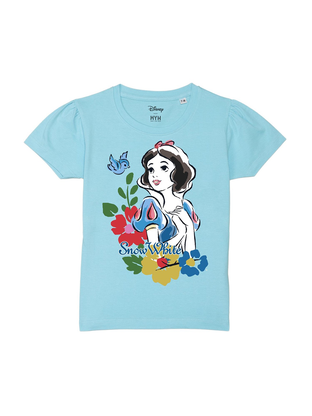 

Wear Your Mind Girls Snow White Printed Pure Cotton T-shirt, Blue