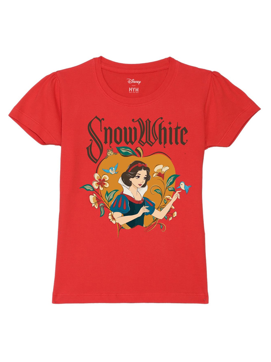 

Wear Your Mind Girls Snow White Printed Pure Cotton T-shirt, Red