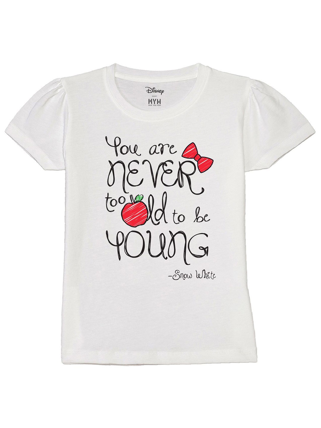 

Wear Your Mind Girls Typography Printed Pure Cotton T-shirt, White