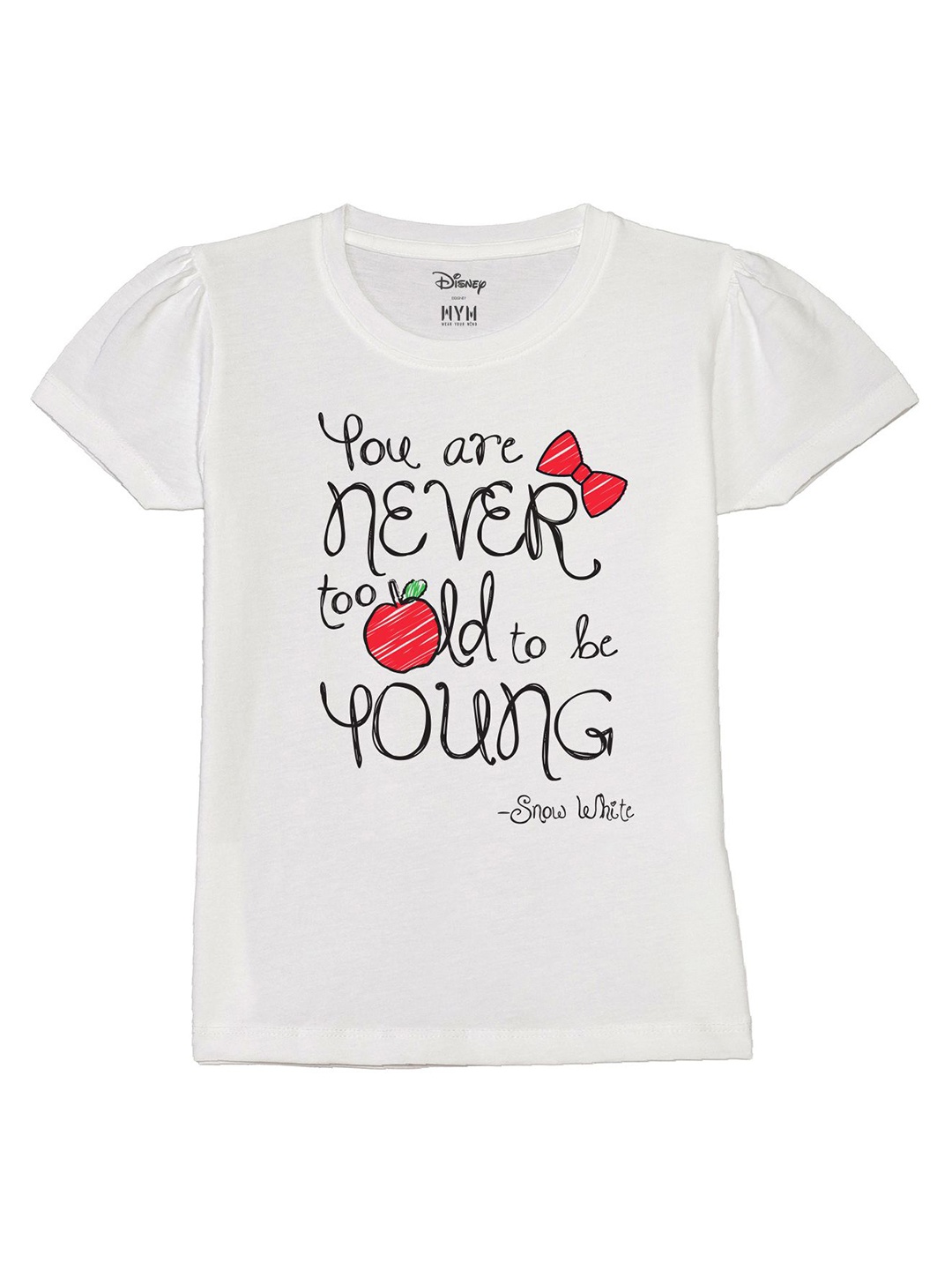 Wear Your Mind Girls Typography Printed Pure Cotton T-shirt, White