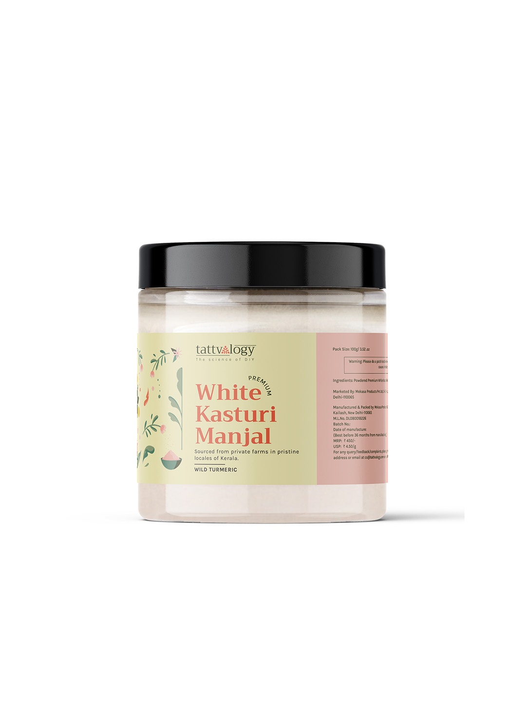 

Tattvalogy White Kasturi Manjal Vegan Powder with Turmeric - 100 g, Pink