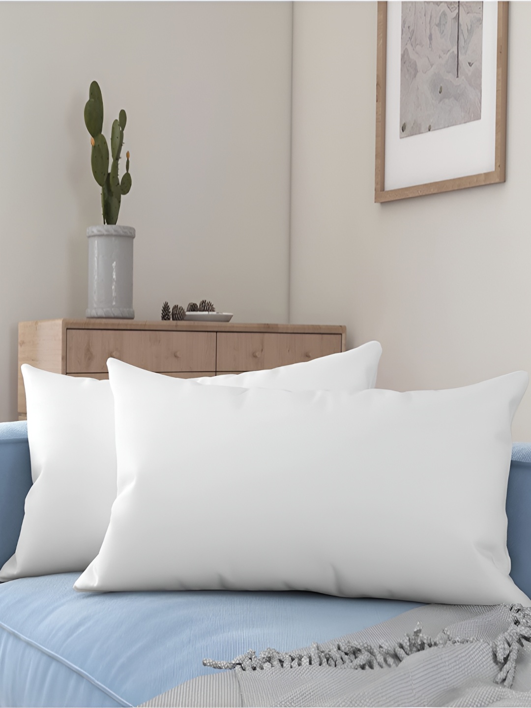 

KSHIRSA White 2 Pieces Cotton Filled Polycotton Lightweight Sleep Pillows