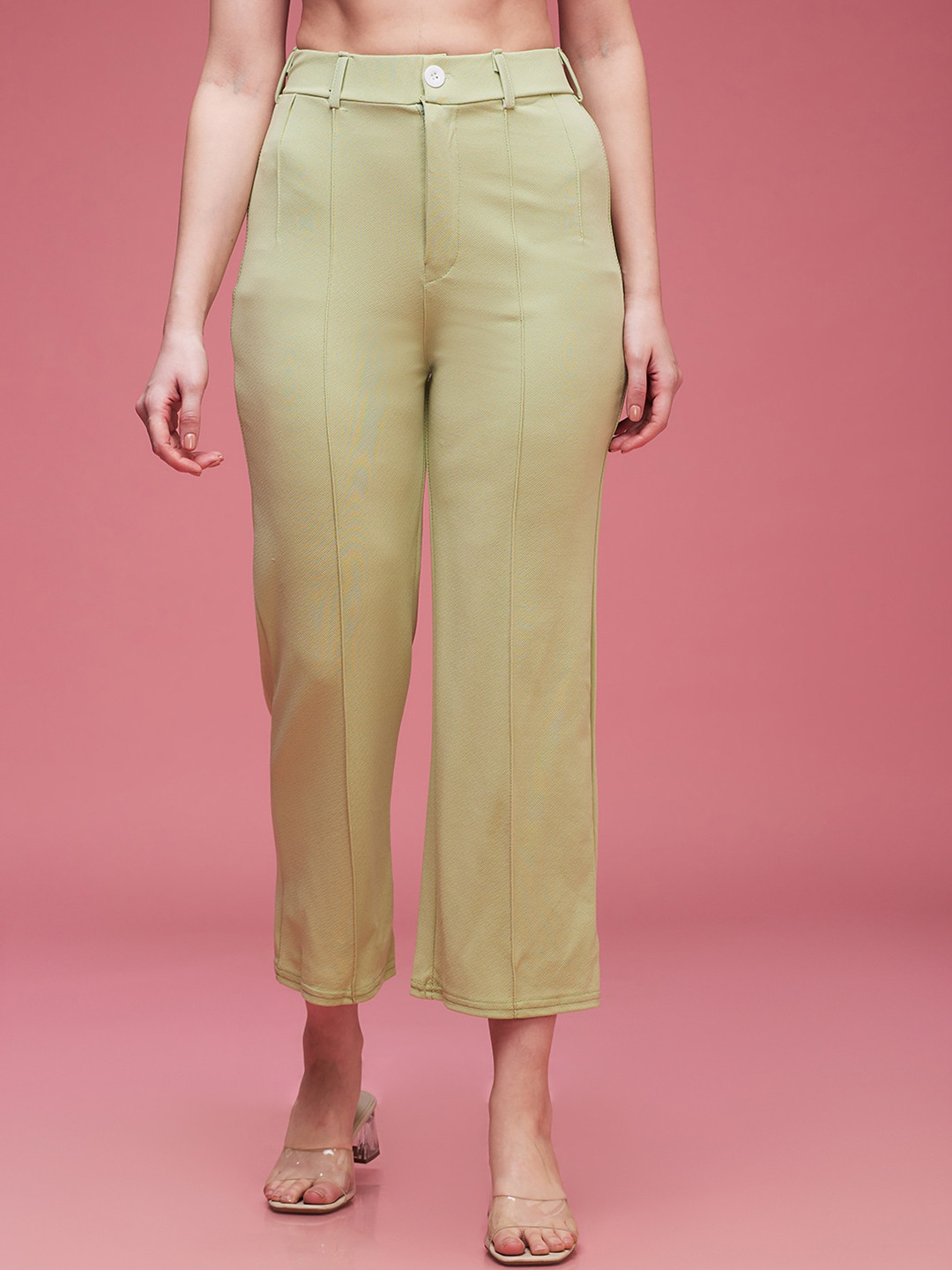 

DressBerry Women Classic Flared High-Rise Wrinkle Free Culottes Trousers, Green