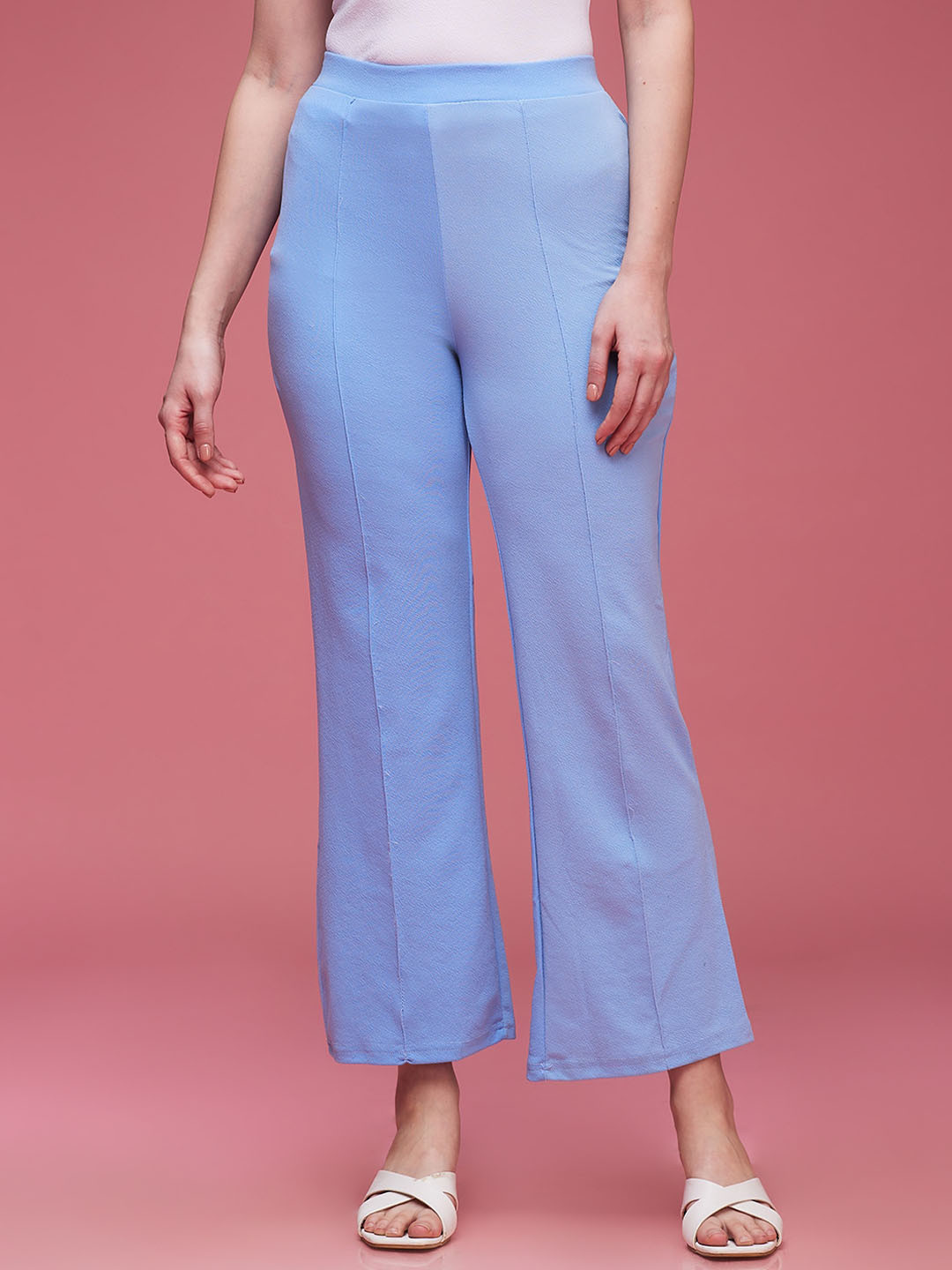 

DressBerry Blue Women Relaxed Loose Fit Wrinkle Free Trousers, Turquoise blue