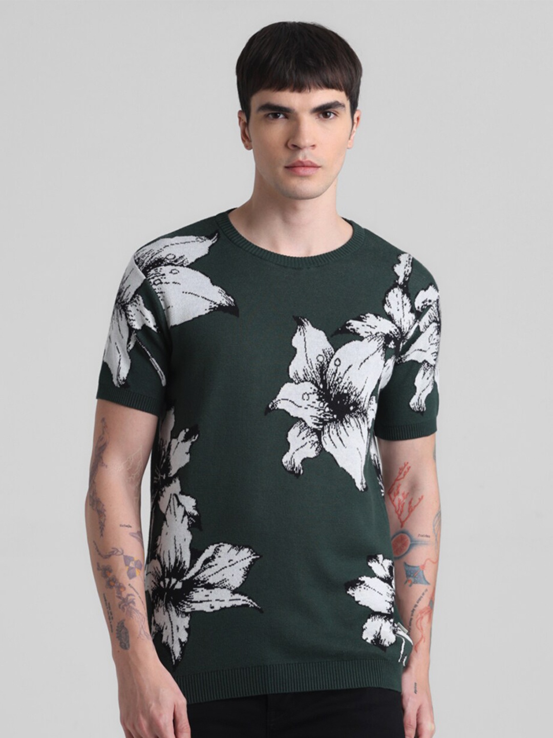 

Jack & Jones Floral Printed Slim Fit T-shirt, Green