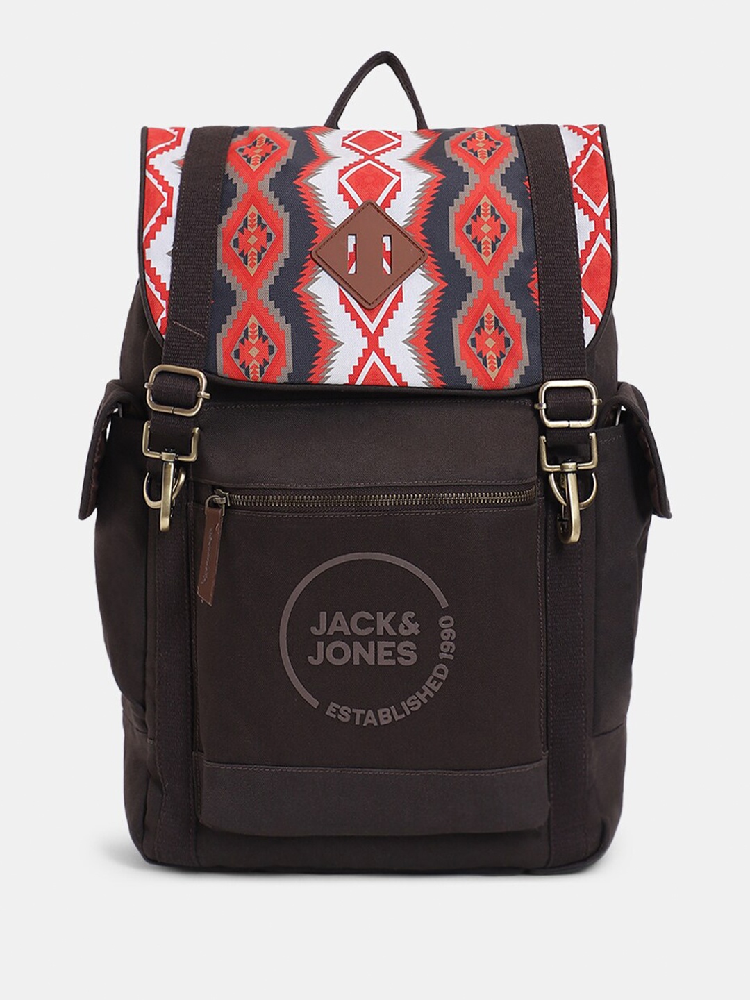 

Jack & Jones Geometric Printed Backpack, Brown