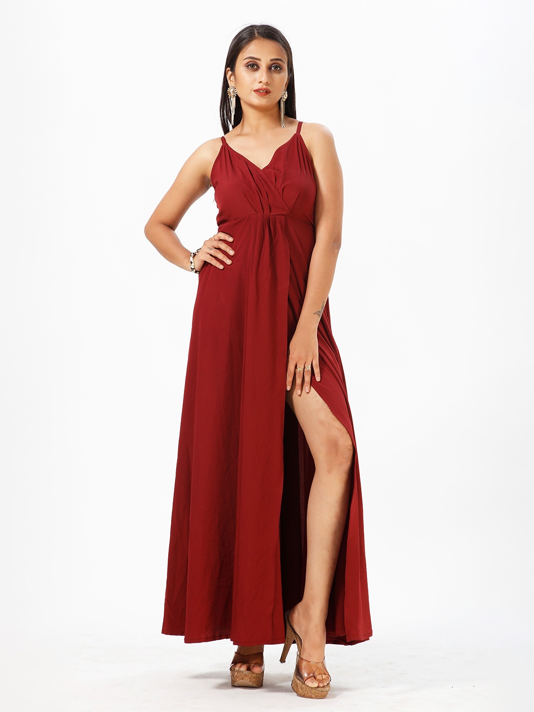 

mrutbaa Crepe Maxi Dress, Maroon