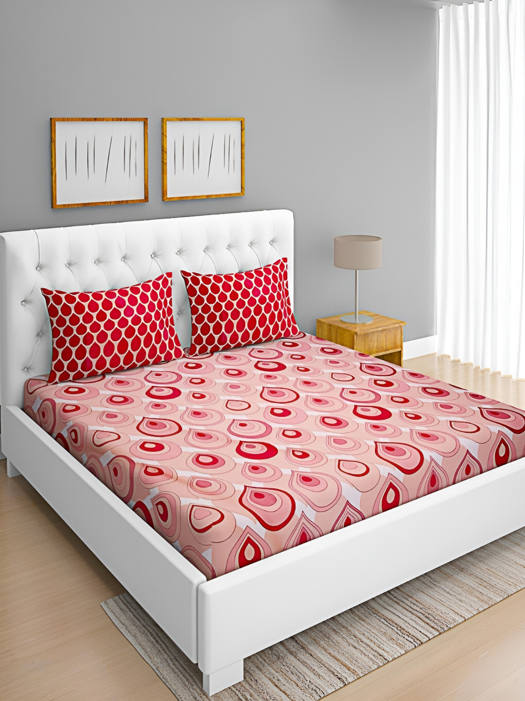 

Aura Maroon & Peach Classic 144 TC Queen Microfiber Bedsheet With 2 Pillow Covers
