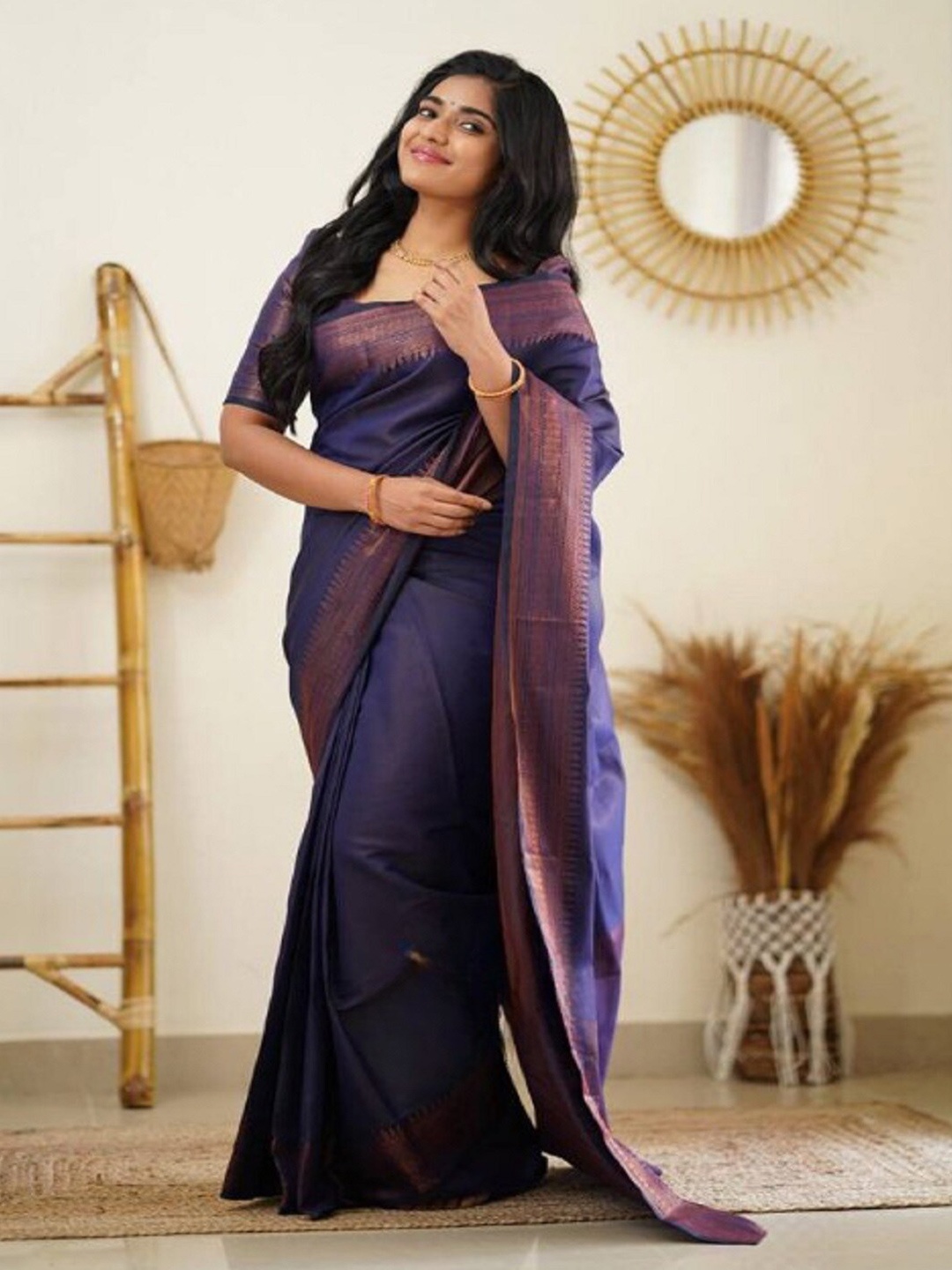

Flosive Zari Banarasi Saree, Blue