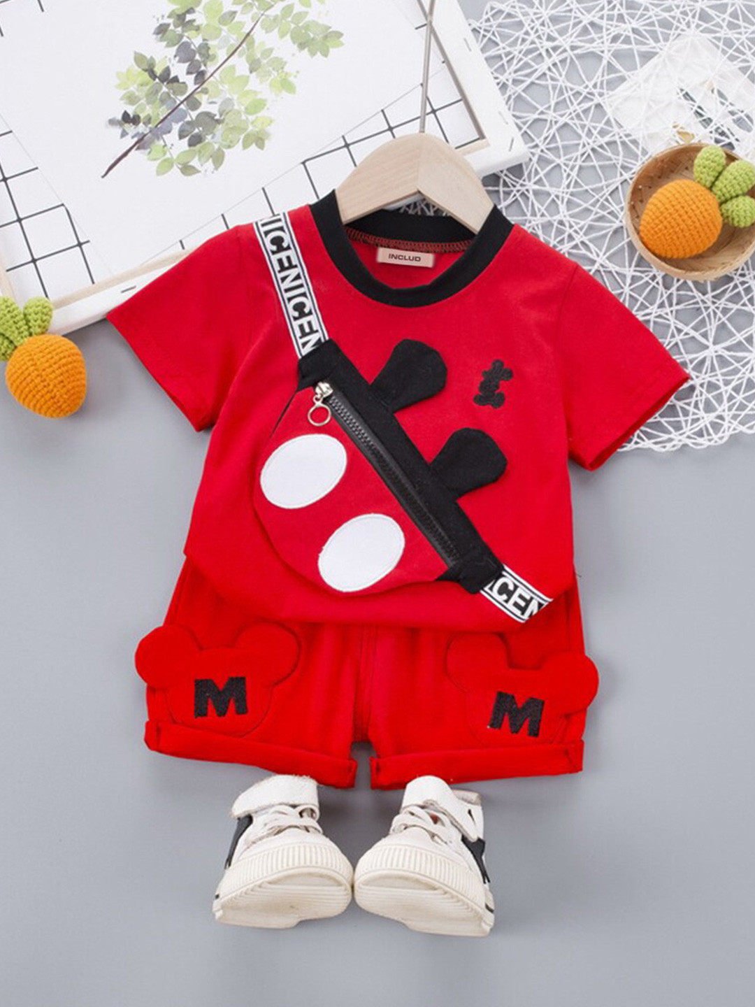 

INCLUD Boys Applique Detail T-shirt With Shorts, Red