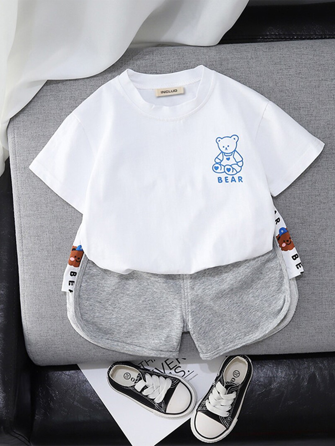 

INCLUD Boys Graphic Printed T-shirt with Shorts, White