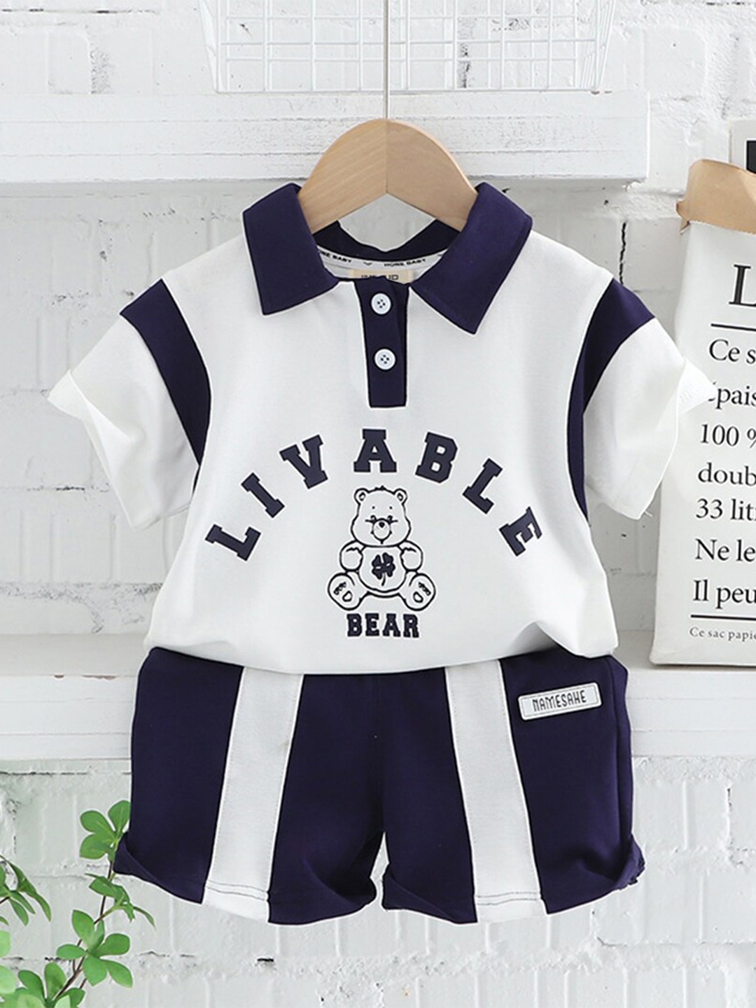 

INCLUD Boys Colourblocked Printed T-shirt With Shorts, Black